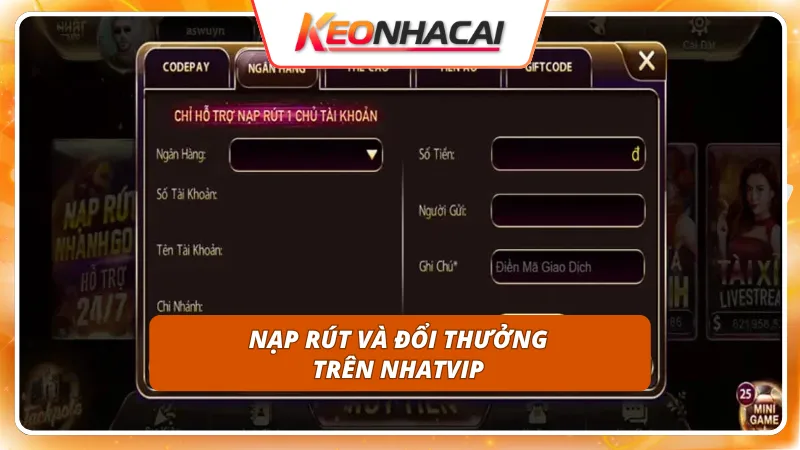 NHATVIP 9 Hệ thống nạp rút tối tân tiết kiệm tối đa thời gian thao tác