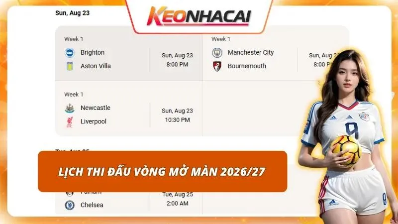Cập nhật thời gian thi đấu chuẩn xác để không bỏ lỡ trận cầu hay