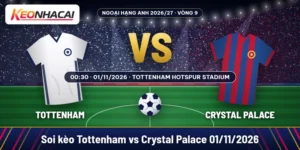 Soi kèo Tottenham vs Crystal Palace lúc 00:30 ngày 01/11/2026 tại Tottenham Hotspur Stadium, vòng 9 Ngoại hạng Anh